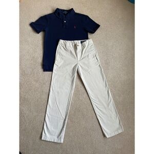 Polo Ralph Lauren Kids Navy Polo‎ Shirt and Khaki Pants Size 10 12 Bundle